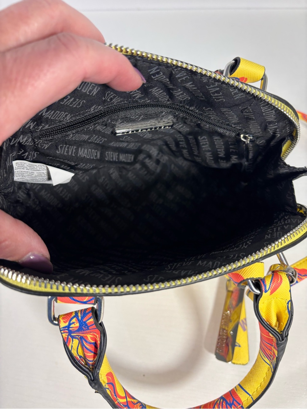Steve Madden Yellow Floral Statement Mini Satchel Crossbody Bag - Picture 4 of 9